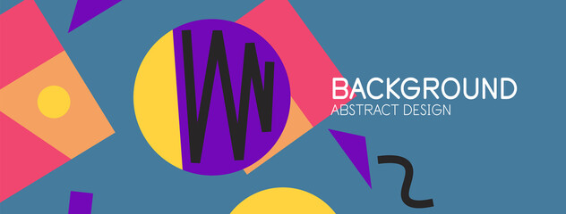 Abstract background. Blocks, lines, triangles, circles composition. Techno or business concept for wallpaper, banner, background, landing page