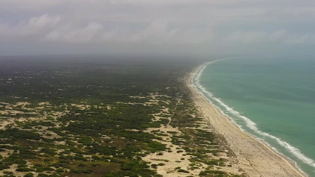 Aerial view of Tropical landscape with a beautiful beach in the blue water. Mannar - Sri Lanka.