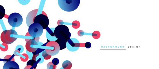Line points connections geometric abstract background. Circles connected by lines. Trendy techno business template for wallpaper, banner, background or landing
