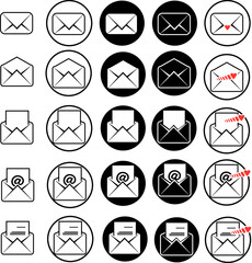 Set envelopes icons on the white background