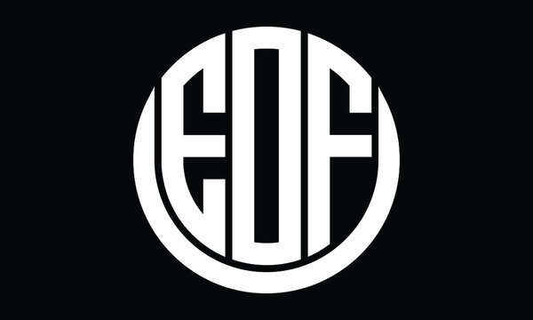 EOF shield in circle logo design vector template.  monogram logo | abstract logo | wordmark logo | letter mark logo | business logo | brand logo | flat logo | minimalist logo | black & white logo.