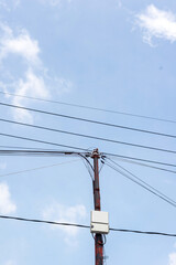 power lines of blue sky