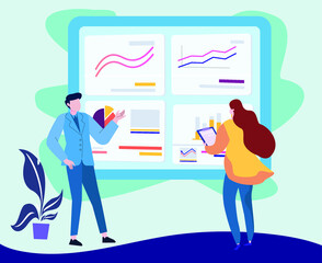 office worker presenting business infographic