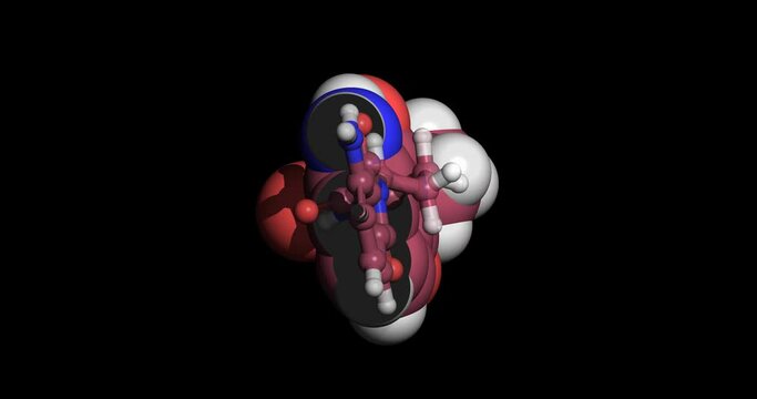 Pomalidomide, anticancer drug, 3D molecule, spinning 4K