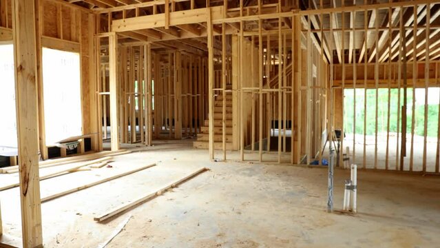 Interior framing of new home construction