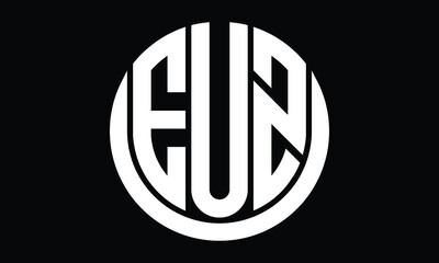 EUZ shield in circle logo design vector template.  monogram logo | abstract logo | wordmark logo | letter mark logo | business logo | brand logo | flat logo | minimalist logo | black & white logo.