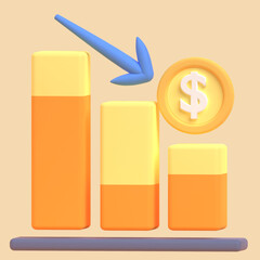 Graph in 3D render for Graphic Asset Web Presentation or Other