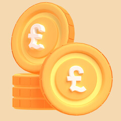 Pounds in 3D render for Graphic Asset Web Presentation or Other