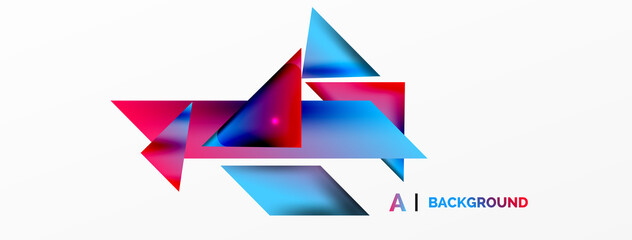 Dynamic 3d geometric abstract background. Triangles and other simple forms composition. Vector Illustration For Wallpaper, Banner, Background, Card, Book Illustration, landing page