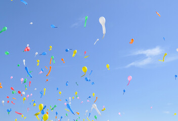 青空に舞う風船