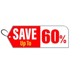 Save up to 60 Percentage off promotion TAG.