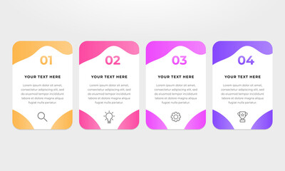 Colourful infographic steps with text boxes. Business concept with 4 steps.