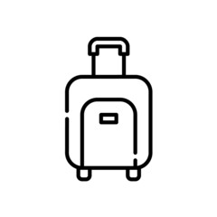 Rolling wheel travel bag. Airplane cabin size luggage. Pixel perfect, editable stroke line icon