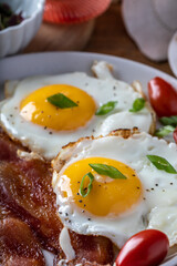 fried eggs and bacon