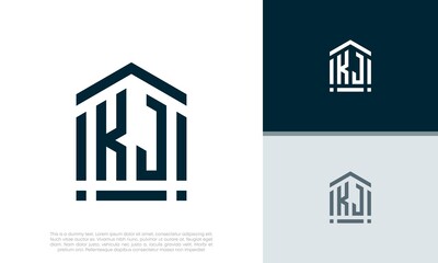 Simple Initials KJ logo design. Initial Letter Logo. Shield logo.
