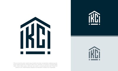 Simple Initials KC logo design. Initial Letter Logo. Shield logo.
