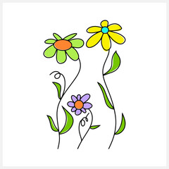 Doodle flower clipart isolated. Cartoon vector stock illustration. EPS 10