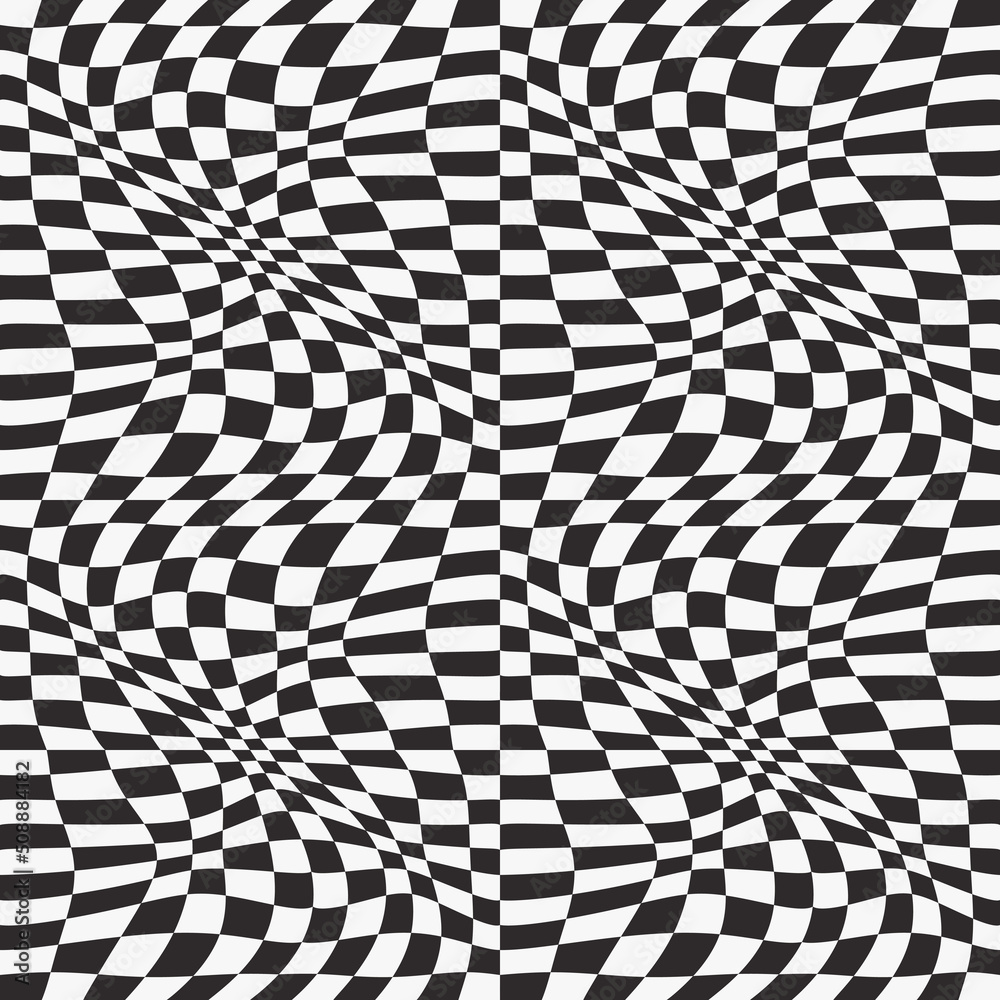Aufkleber Checkered pattern is curved. The pattern is seamless and bulging of checkered cells.