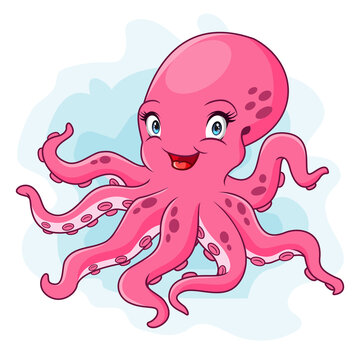 A cute octopus cartoon isolated on white background
 
