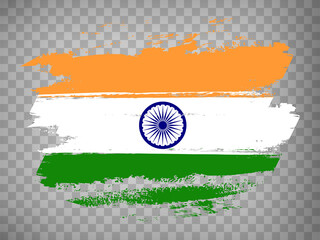 Flag of  India brush stroke background.  Flag of India on transparent backrgound for your web site design, app, UI.  Stock vector. EPS10.