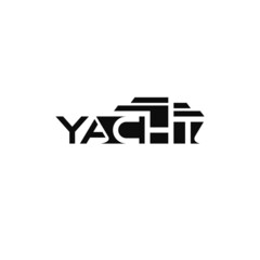 Yacht text, negative space. Wordmark logo design.