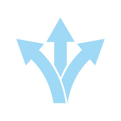3 way direction icon. 3 way arrows vector icon. Arrows direction icon symbol