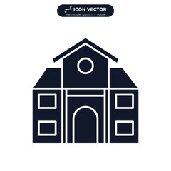 school building icon symbol template for graphic and web design collection logo vector illustration