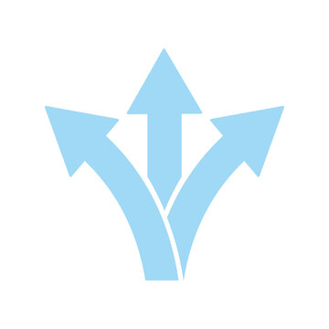 3 way direction icon. 3 way arrows vector icon. Arrows direction icon symbol