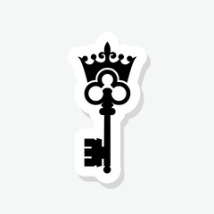 Royal king key crown  sticker icon sign for mobile concept and web design
