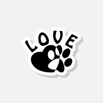 Heart, Love Dog, Puppy sticker icon sign for mobile concept and web design