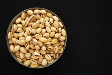 Roasted and Salted Pistachio in Shell. Space for text.