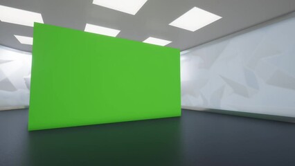 3D Virtual TV Studio News, Backdrop For TV Shows .TV On Wall.3D Virtual News Studio Background, Loop