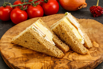 Club sandwich with chicken and cheese