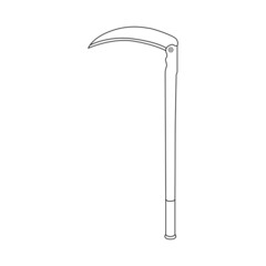 Scythe Outline Icon Illustration on Isolated White Background