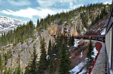snow covered mountain, railroad alaska