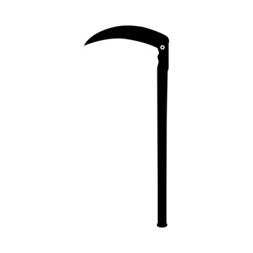 recommend clip art: Scythe Silhouette. Black and White Icon Design Element on Isolated White Background