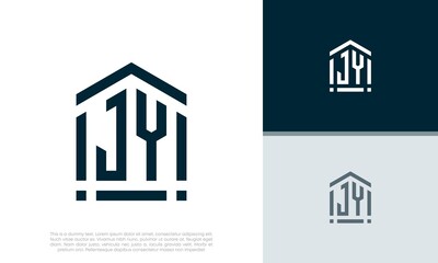 Simple Initials JY logo design. Initial Letter Logo. Shield logo.