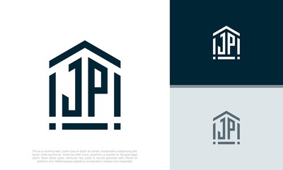 Simple Initials JP logo design. Initial Letter Logo. Shield logo.