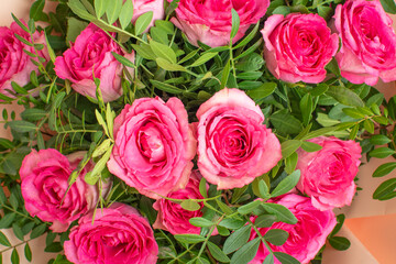 a beautiful bouquet of pink roses. Birthday Flowers