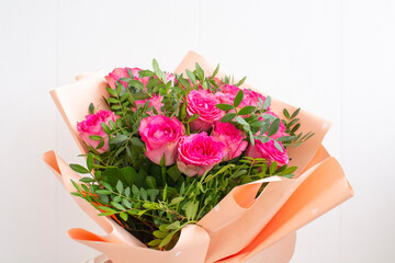 a beautiful bouquet of pink roses. Birthday Flowers