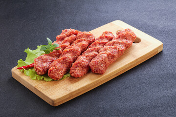 Raw beef kebab minced meat