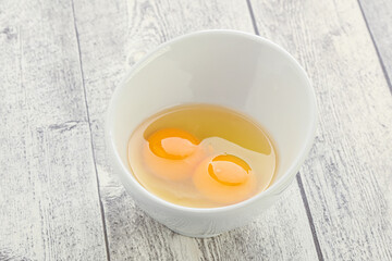 Chicken egg in the bowl