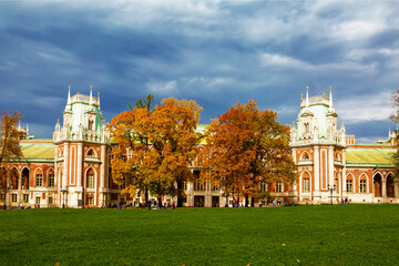 Tsaritsyno palace and park ensemble in autumn. Moscow, Russia