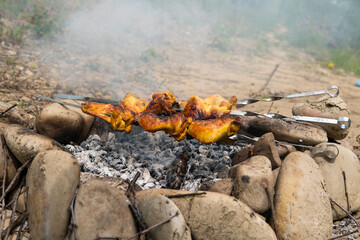 fried chicken wings on fire