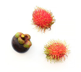 mangosteen and rambutan tropical fruit