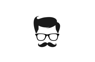 Creative Adult Geek Moustache Logo Vector Design Icon Illustration