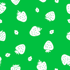 strawberry seamless pattern. hand drawn vector illustration. minimalism. wallpaper, background, wrapping paper, textile. berries, fruits, summer, food.