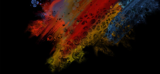 Obraz na płótnie Canvas Modern colorful flow background on black. Wave Liquid shape in color banner.