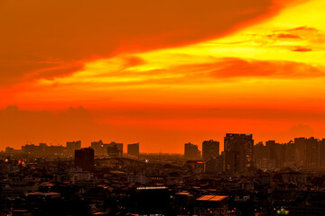 abstract background view of the colorful twilight sky.In the evening, the colorful changes (pink,...