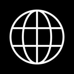 WWW world wide web site symbol, Internet icon, website address globe, flat outline sign
